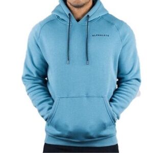 Alphalete Core Hoodie Pullover Sweatshirt Pocket Hood Drawstring Blue Large
